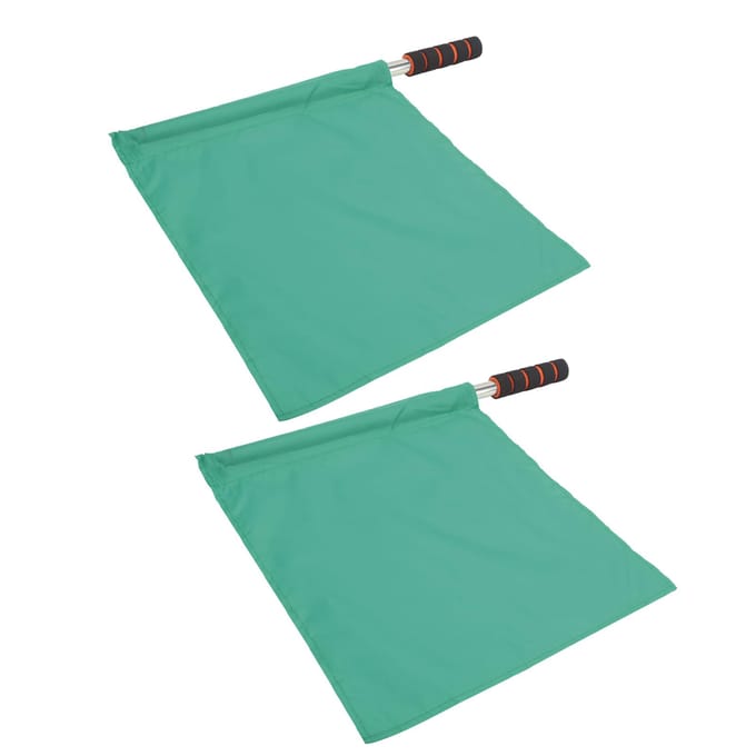 2 Stuks Scheidsrechter Officiële Vlaggen Roestvrijstalen Paal Sportwedstrijd Lijnrechter Handvlag Groen