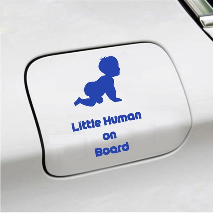 Bumpersticker - Little Human On Board - 10 X 15 - Blauw