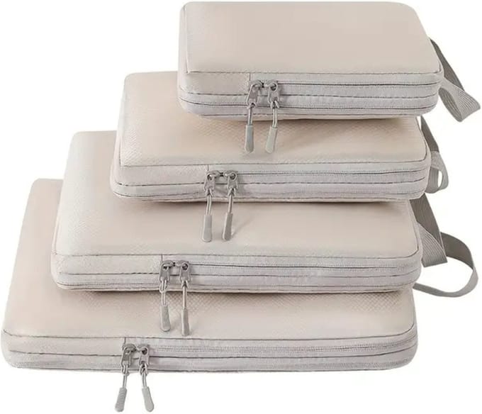 Livano Koffer Organizer Set - Packing Cubes - Compressie - Travel - Compression - Set - Grijs