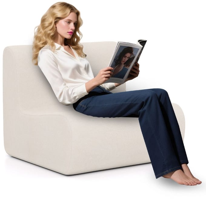 Fauteuil - Relaxstoel - Relaxfauteuil - Stoel - Met armleuning - Voor één Persoon - Beige