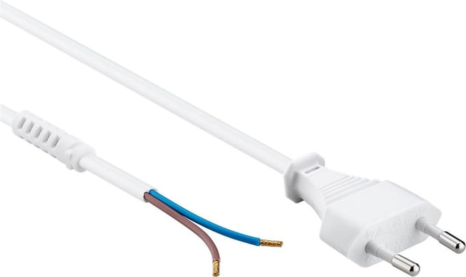 Goobay Kabel met eurostekker voor montage, 1,5 m, wit, eurostekker (type C, CEE 7/16) > losse kabeleinden