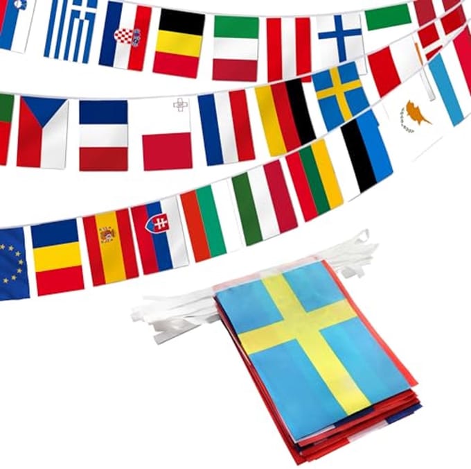 String Vlaggenlijn - Multi-Kleur - 27 Voet - Polyester met Dubbellaags Touw - Voor Feestelijke Evenementen