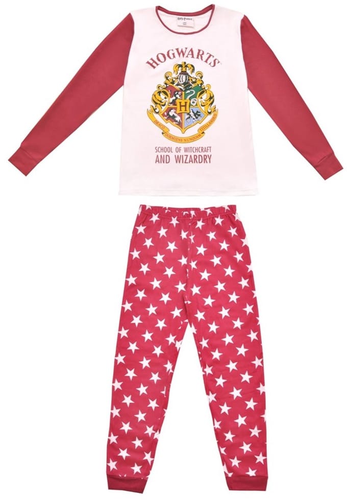 Harry Potter Kinderpyjama – Hogwarts – Bordeaurood – 100% Katoen - maat 128