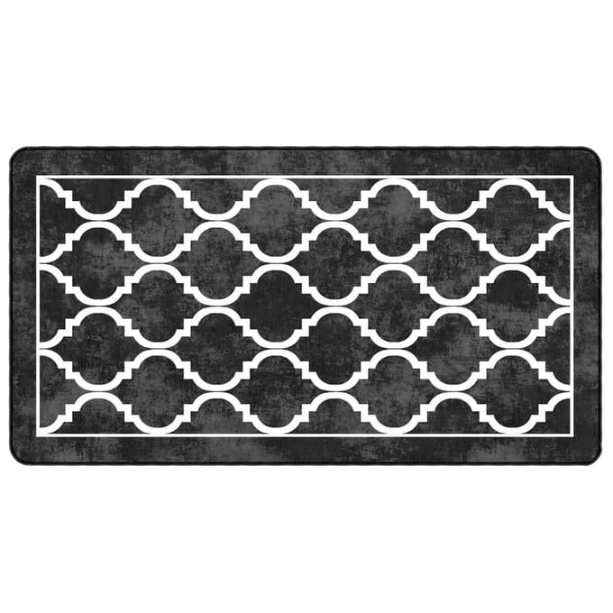 vidaXL - Vloerkleed - wasbaar - 80x150 - cm - zwart - en - wit