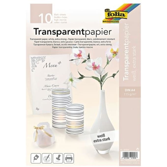 Transparant papier 115 g/m² transparant wit A4 10 bladen