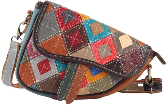 Giuliano lederen schoudertas Ingrid - Multikleur - Uniek patroon - Dames