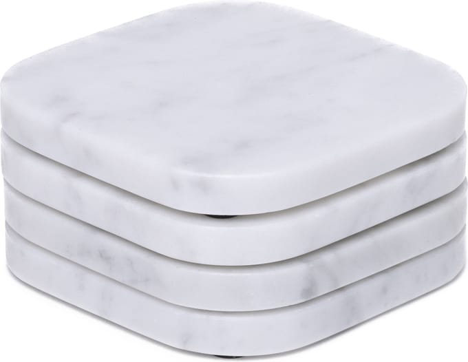 MOOISA - Onderzetter marmer - organisch - wit set van 4 stuks - 10x10x1cm