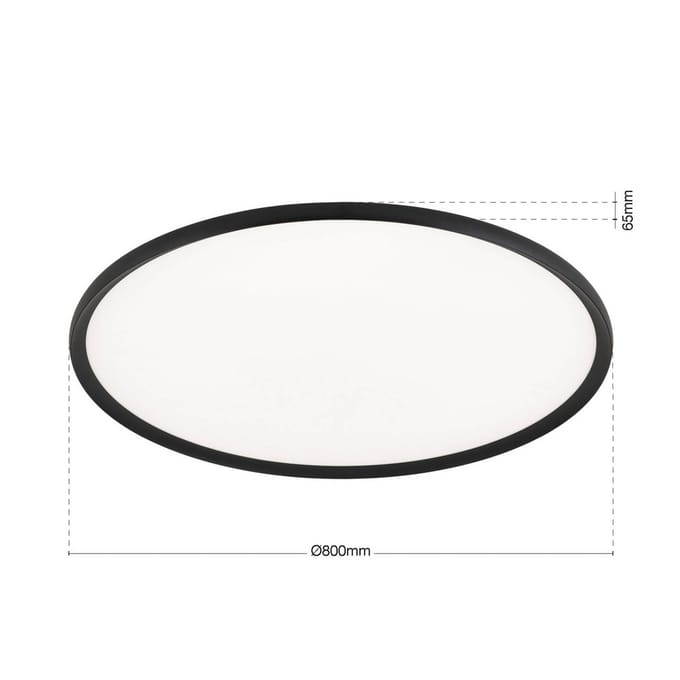 ORION LED plafondlamp Kant, Ø 80 cm zwart, CCT metaal/kunststof
