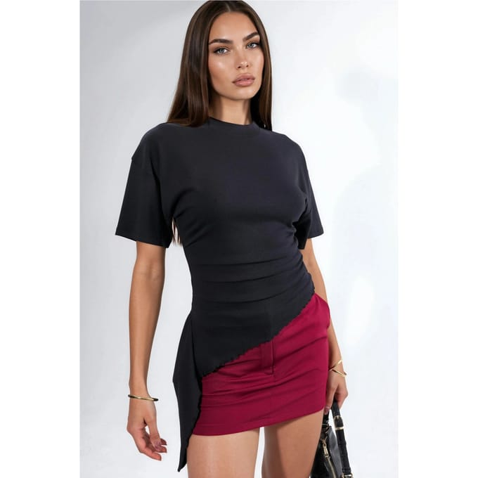 Oversized Crew Neck Drape Blouse