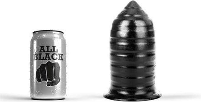All Black - Torpedo Dildo met Groeven - 16 cm - Zwart