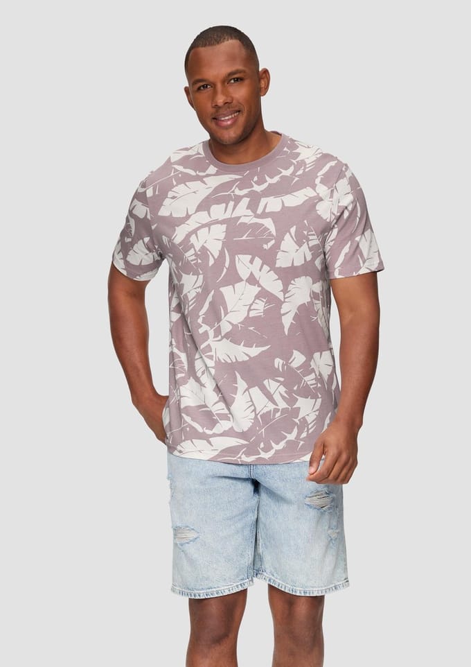 Qs Men-T-shirt--42A0 LILAC/PINK-Maat M