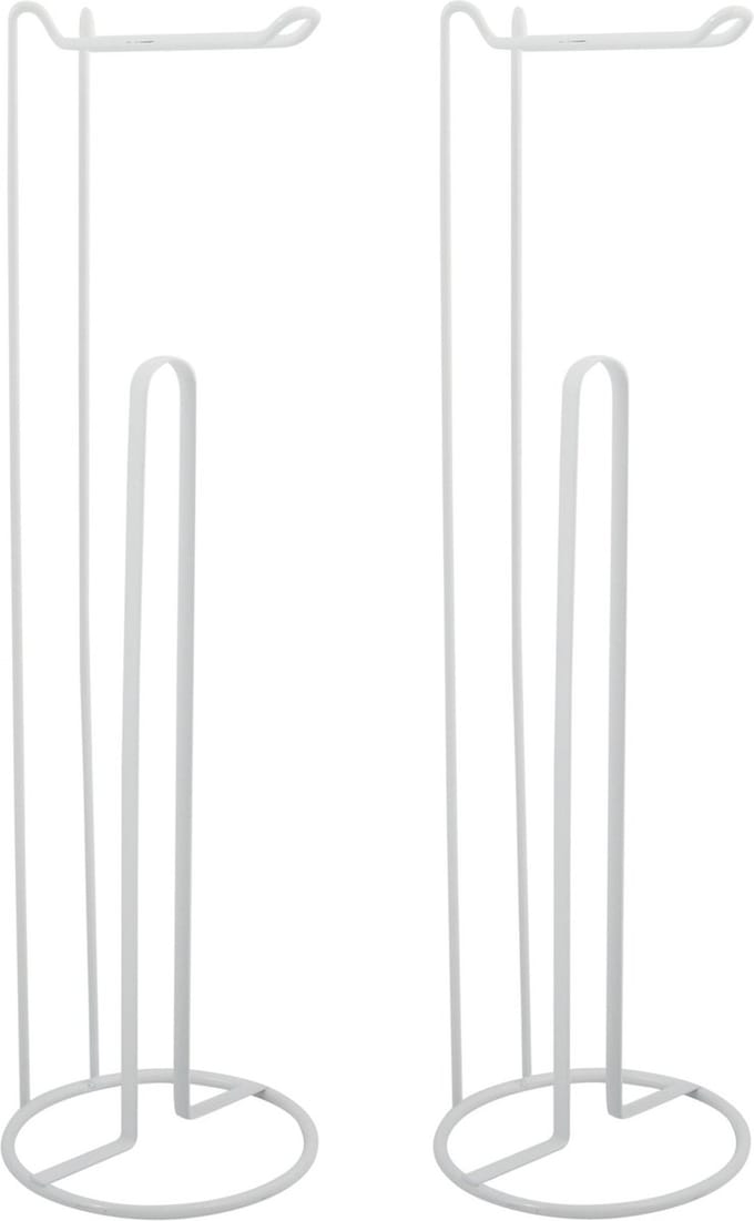 MSV Wc/toiletrolhouder reservoir - 2x - metaal - wit - 54 cm - Voor 4/5 rollen