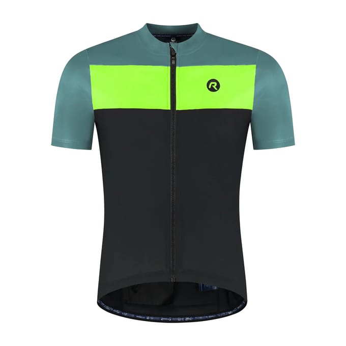 Rogelli Core Block Heren Fietsshirt - Korte mouw - Turquoise/Fluor