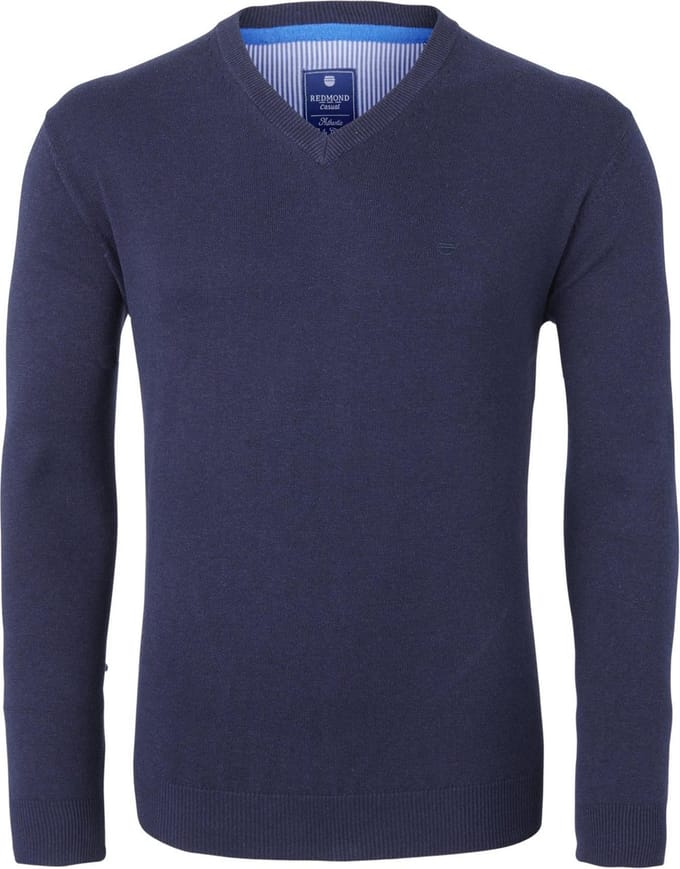 Redmond heren trui katoen - V-hals - marine blauw
