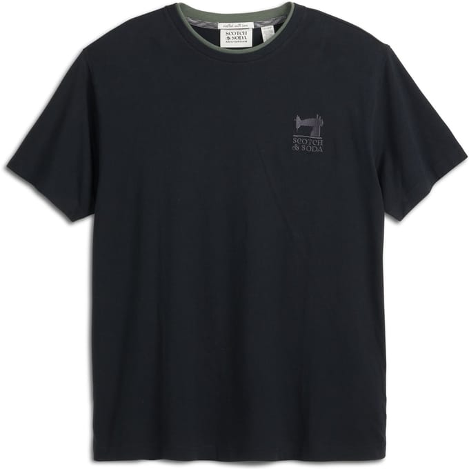 Scotch & Soda Ss Double Neck Graphic Tee Black/red Taglia: S | Magliette basic Outlet | Uomo | Nero
