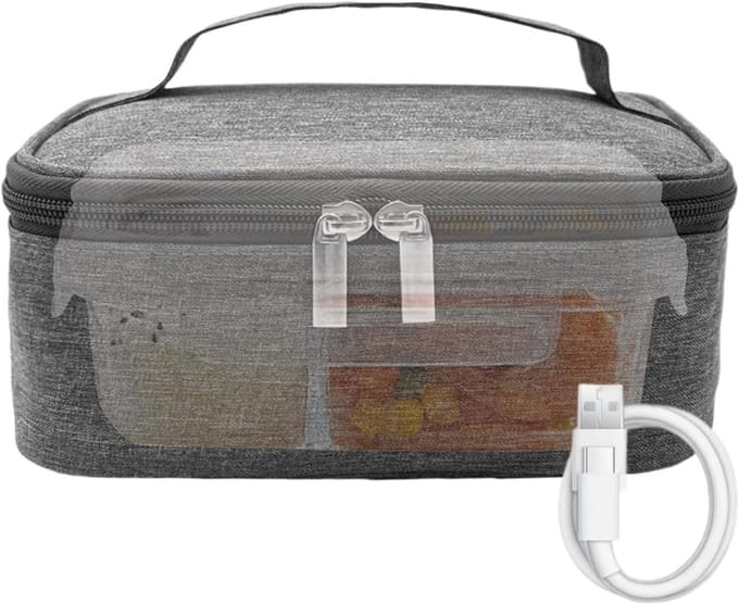 Draagbare Lunchwarmer - Verwarmde Tas - Warme Maaltijden - 3 Temperatuurstanden - 21 cm - Zwart