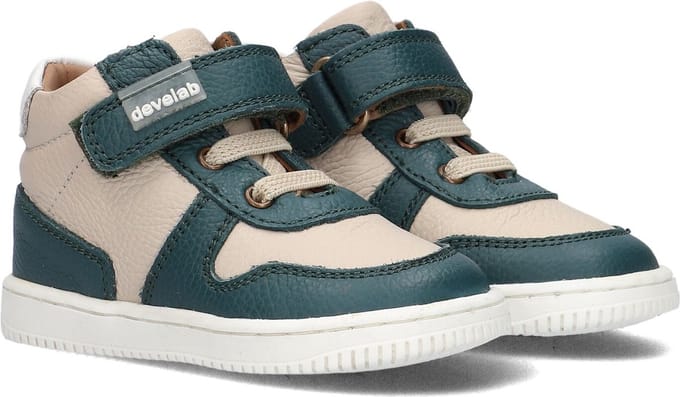 Develab 45837 Hoge sneakers - Leren Sneaker - Jongens - Groen - Maat 21
