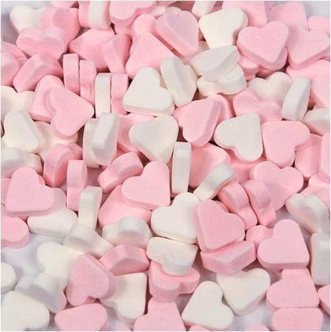Fortuin vruchtenhartjes snoep roze/wit 1 kg - babyshower meisje
