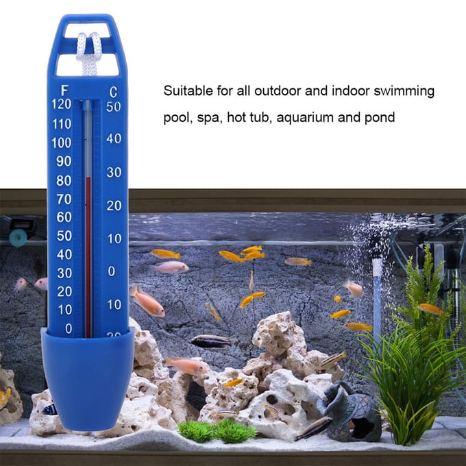 Zwembadthermometer met koord, waterthermometer voor zwembad en spabad gray
