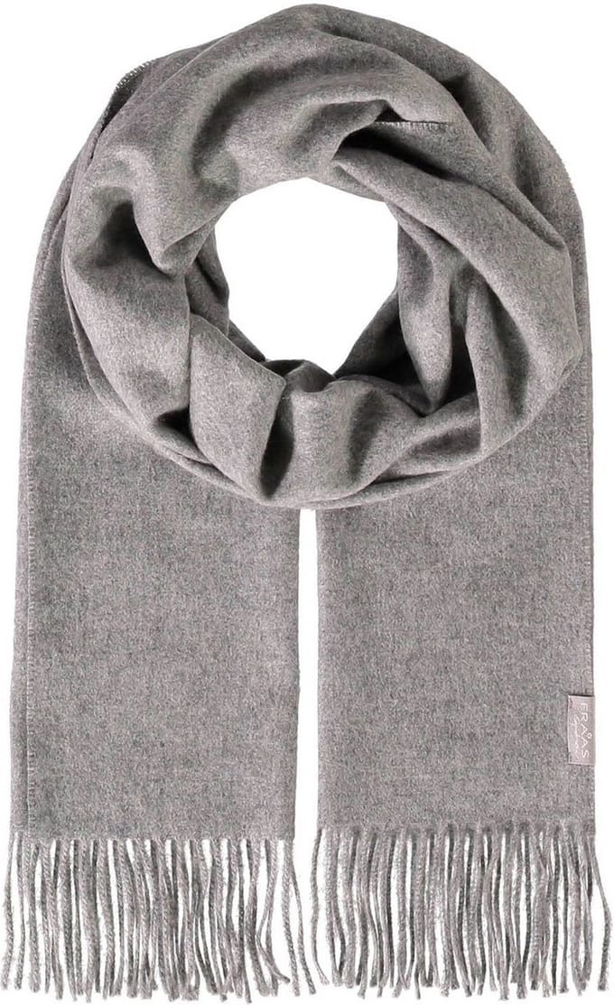 FRAAS Sjaal Pure Cashmere Scarf with Fringes Mid Grey Grijs