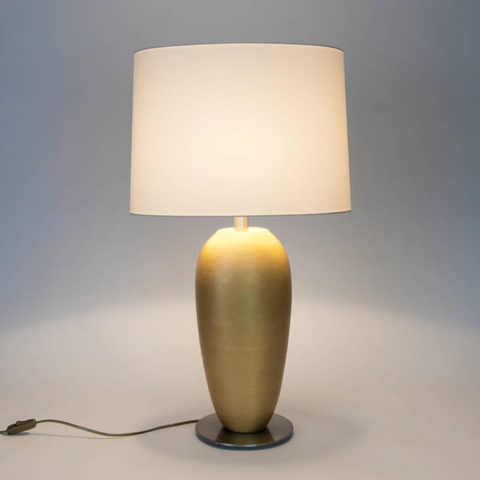Holländer Tafellamp OMEGA OVAL, goud/ecru, hoogte 77 cm, keramiek, E27