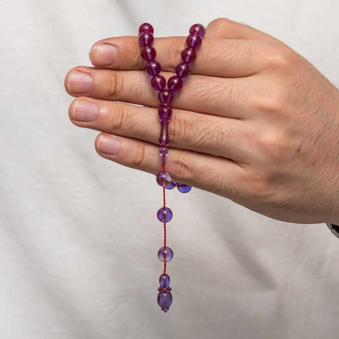 Paarse Amber-look Gebedskralen - Handgemaakt - Luxe Tasbih - Elegant