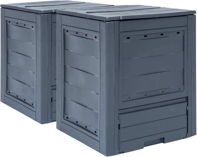 Compostbak Tuin - Afvalbak Compost - Afval Verwerken - UV- en Weerbestendig - 60x60x73cm - Grijs