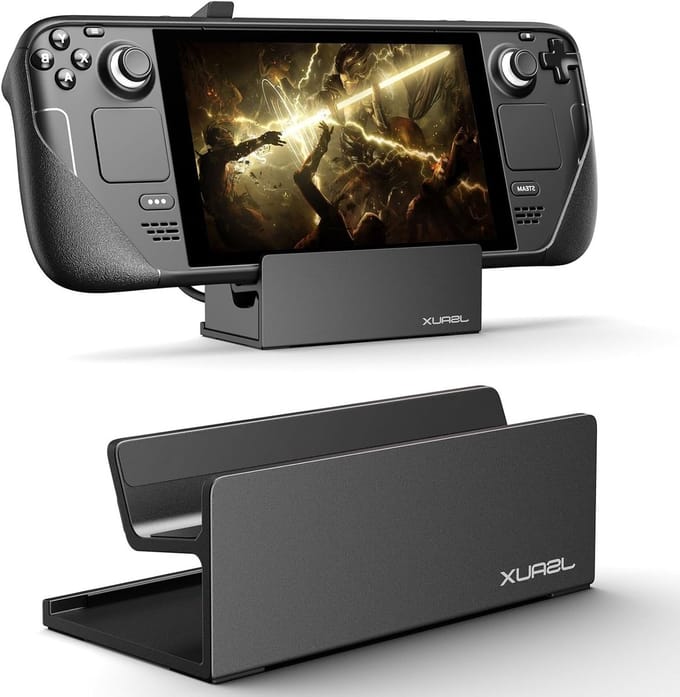 Compatibele Stand voor Steam Deck OLED en ROG Ally met Case, Frosted Aluminium, Anti-Slip Ontwerp en Speelgemak