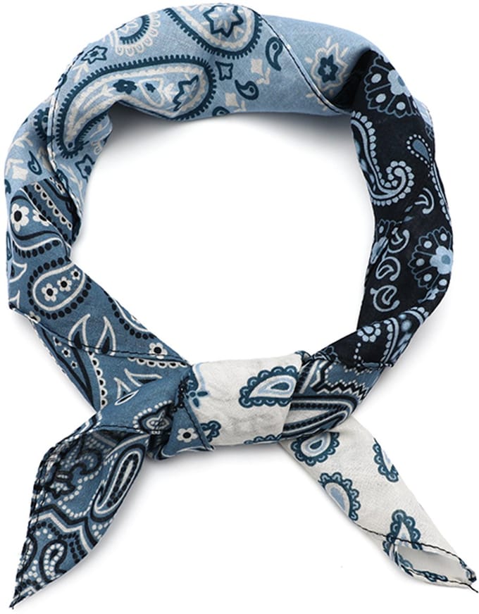 Katoenen Vierkante Sjaal met Patchwork- en Paisleydessin - Blauw