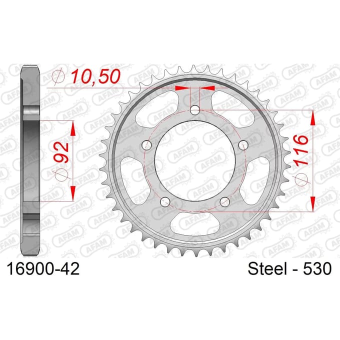 Stalen tandwiel Afam 530 42 dents