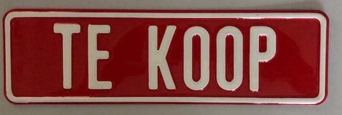 Te Koop Bordje / Rood-Wit / 35x10,5 cm / Aluminium