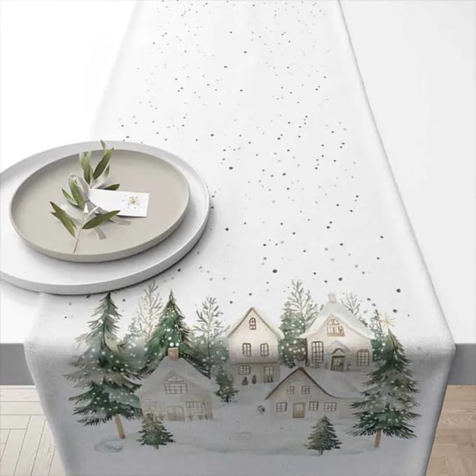 Tafelloper Snowy houses - Ambiente - 40x150 cm