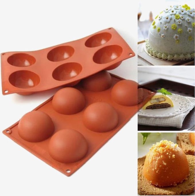 Siliconen Bakvormen Halve Bollen Cakevorm - Ronde Mallen Chocolade - 6 Vullingen - Diameter 7CM