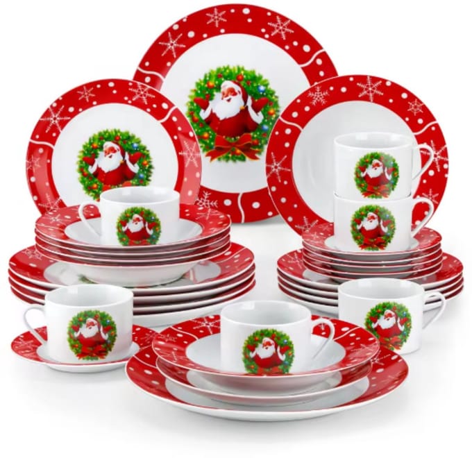 Aristocratic Serviesset – 6 persoons – Kerst 30 delig – Keramisch – Eetborden – Breakfast Plates – Luxe design