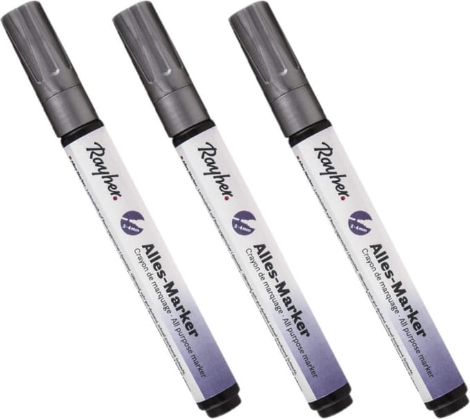 Rayher Marker stift - 3x - zilver - dikke punt - markeren - knutsel/hobby materiaal