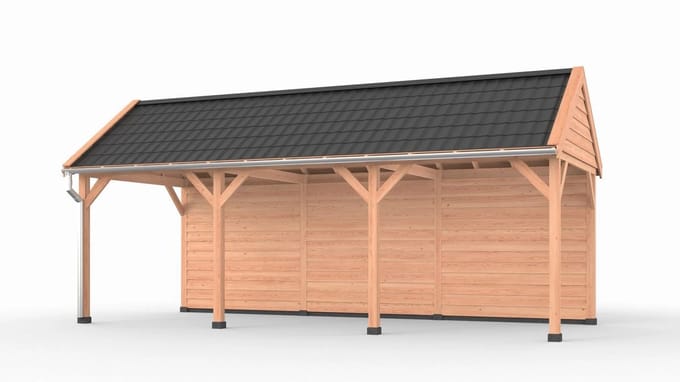 Douglas overkapping zadeldak, 750 x 300, met achterwand, Westwood Ruiter Plus