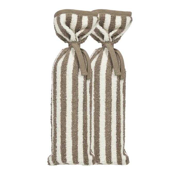 Meyco Kruikenzak - Badstof Jacquard Fat Stripe - Taupe - 2-pack