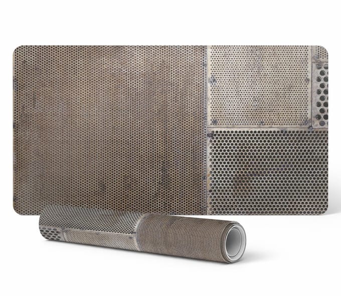 Duurzame antislip bureaumat, metaal, geperforeerd, 120x60 cm