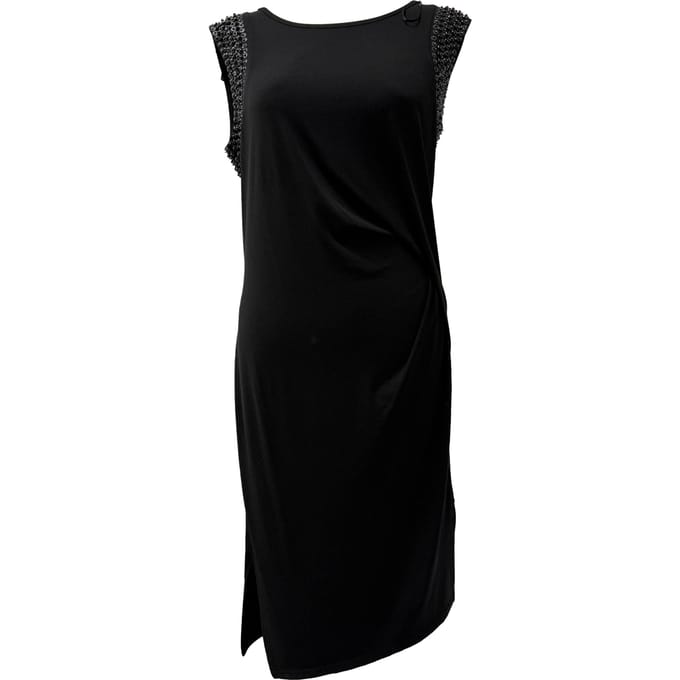 Michael Kors Pailletten- versierde Mouwloze Midi-jurk in Zwarte Polyester