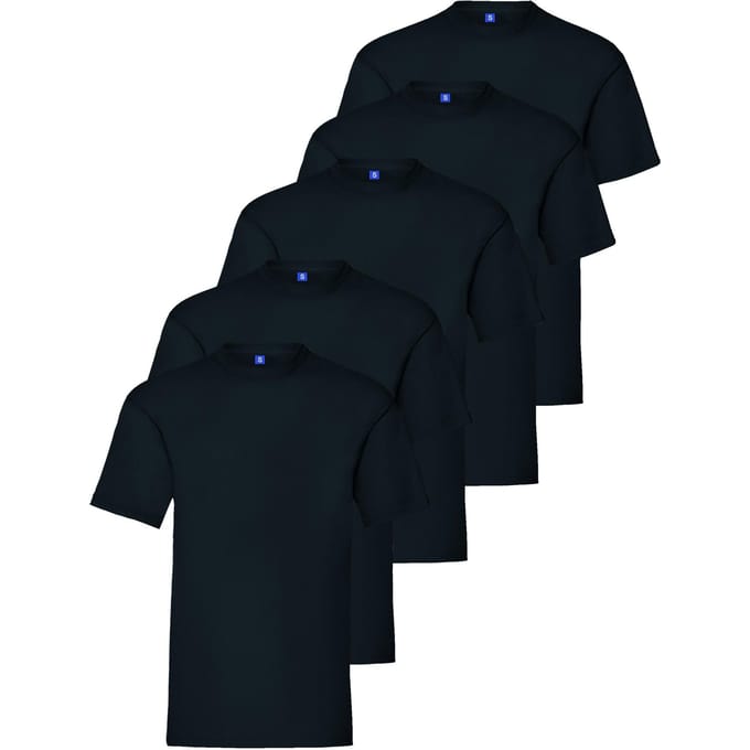 Kruze Heren Crew Neck T-Shirts (5 Pack) - Navy