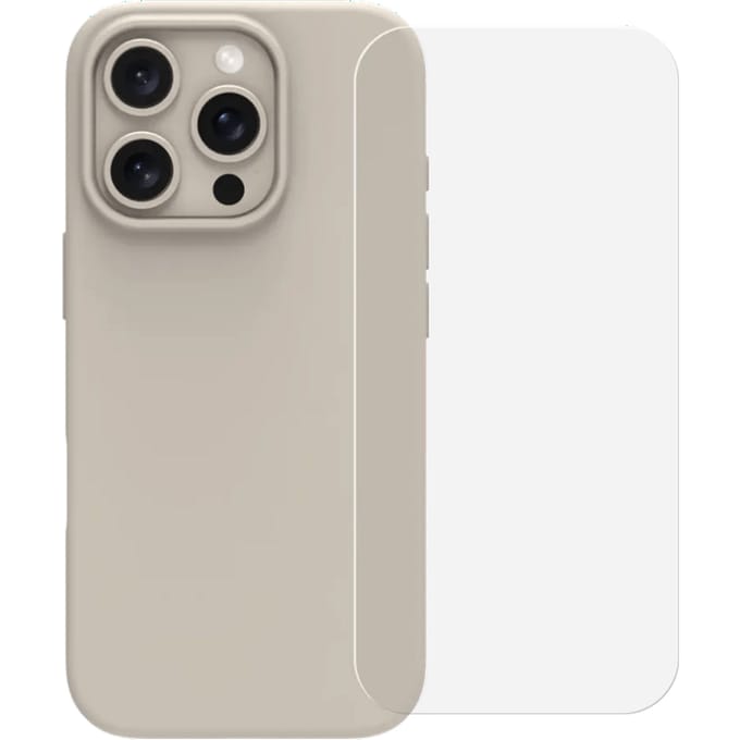 BlueBuilt Back Cover iPhone 16 Pro Beige + Screenprotector Glas