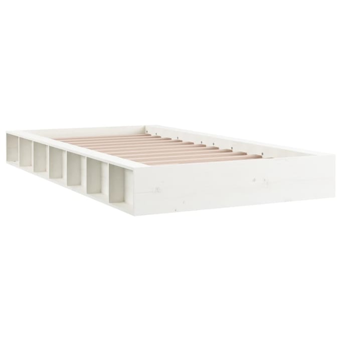 vidaXL - Bedframe - massief - hout - wit - 90x200 - cm