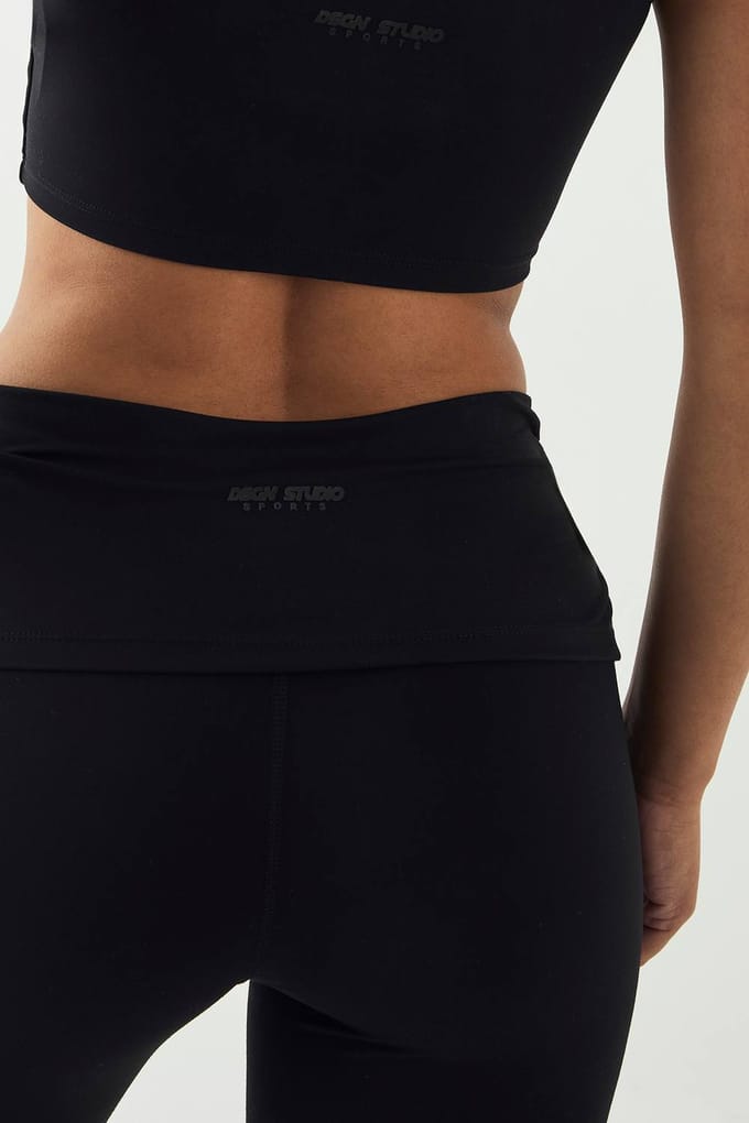 Dames Dsgn Studio Ultra Sculpt Omgevouwen Taille Uitlopende Legging | Zwart | Maat: 2XL