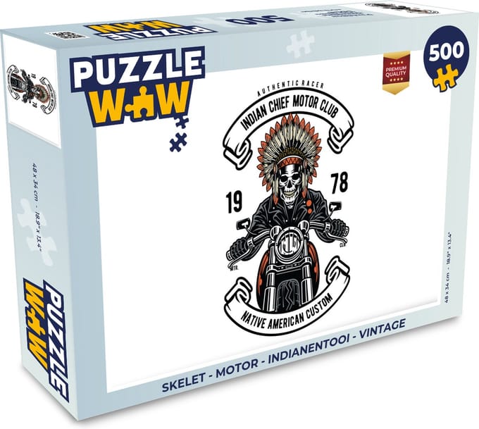 Puzzel Skelet - Motor - Indianentooi - Vintage - Legpuzzel - Puzzel 500 stukjes