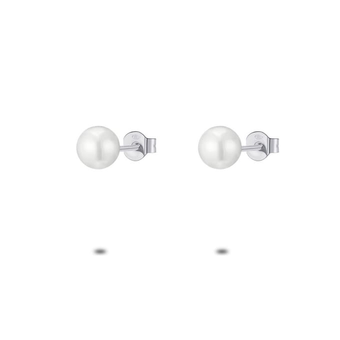 Twice As Nice Oorbellen in zilver, parel 6 mm