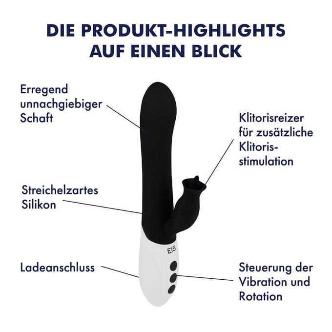 roterende siliconen rabbit, 22 cm