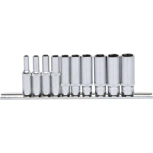 KS TOOLS 1/4" CHROMEplus zeskant-doppen set lang 10-delig. 4-13 mm - 918.0610