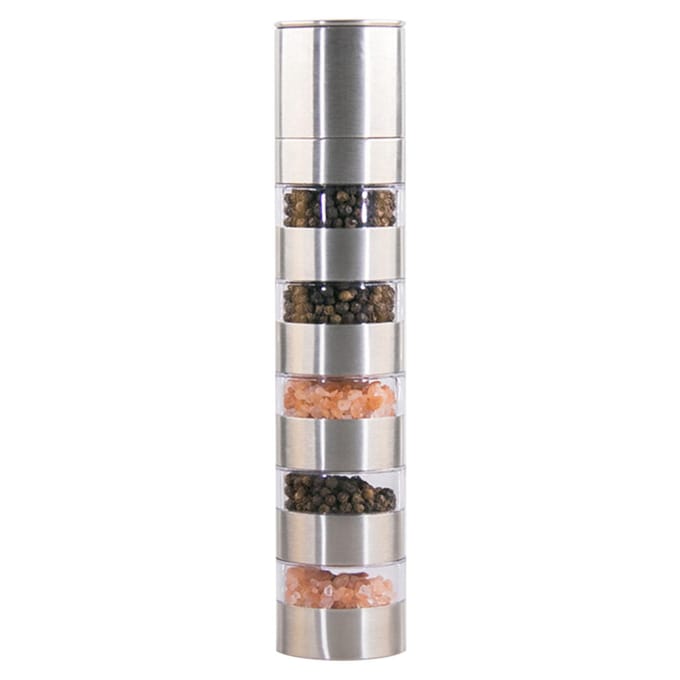 Moulin à poivre manuel en acier inoxydable, multifonctionnel, compact et réglable, pour la cuisine white