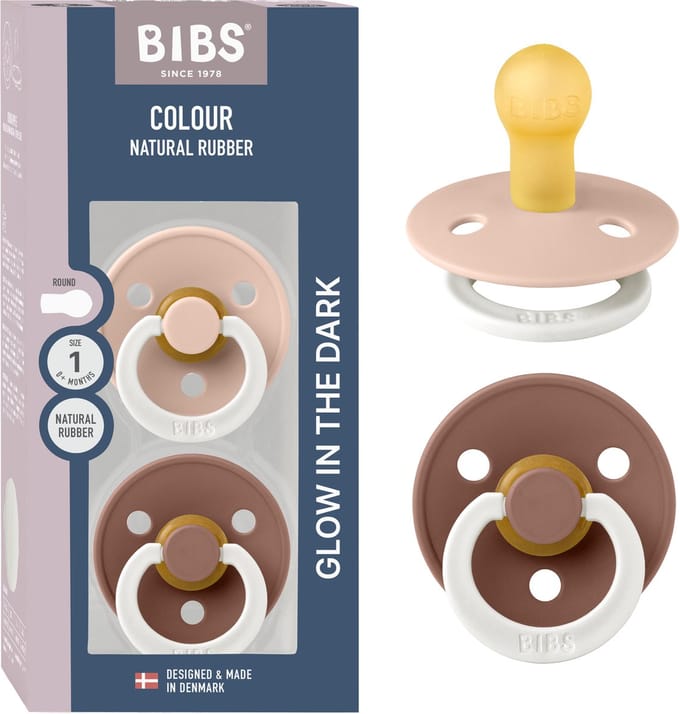 BIBS Colour Glow Fopspeen - 0-6 mnd - 2-pack - Rond - Blush/Woodchuck