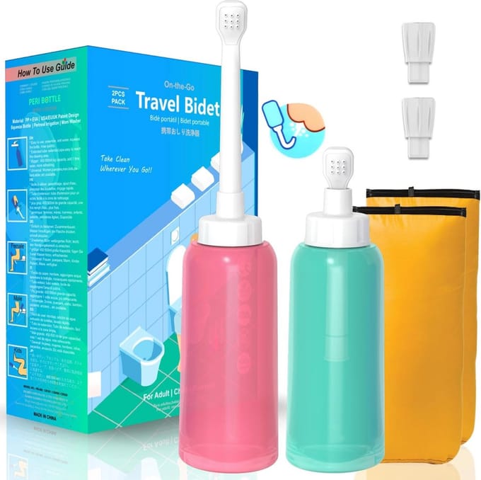 Draagbare bidet set - intieme was voor dames (2 stuks)